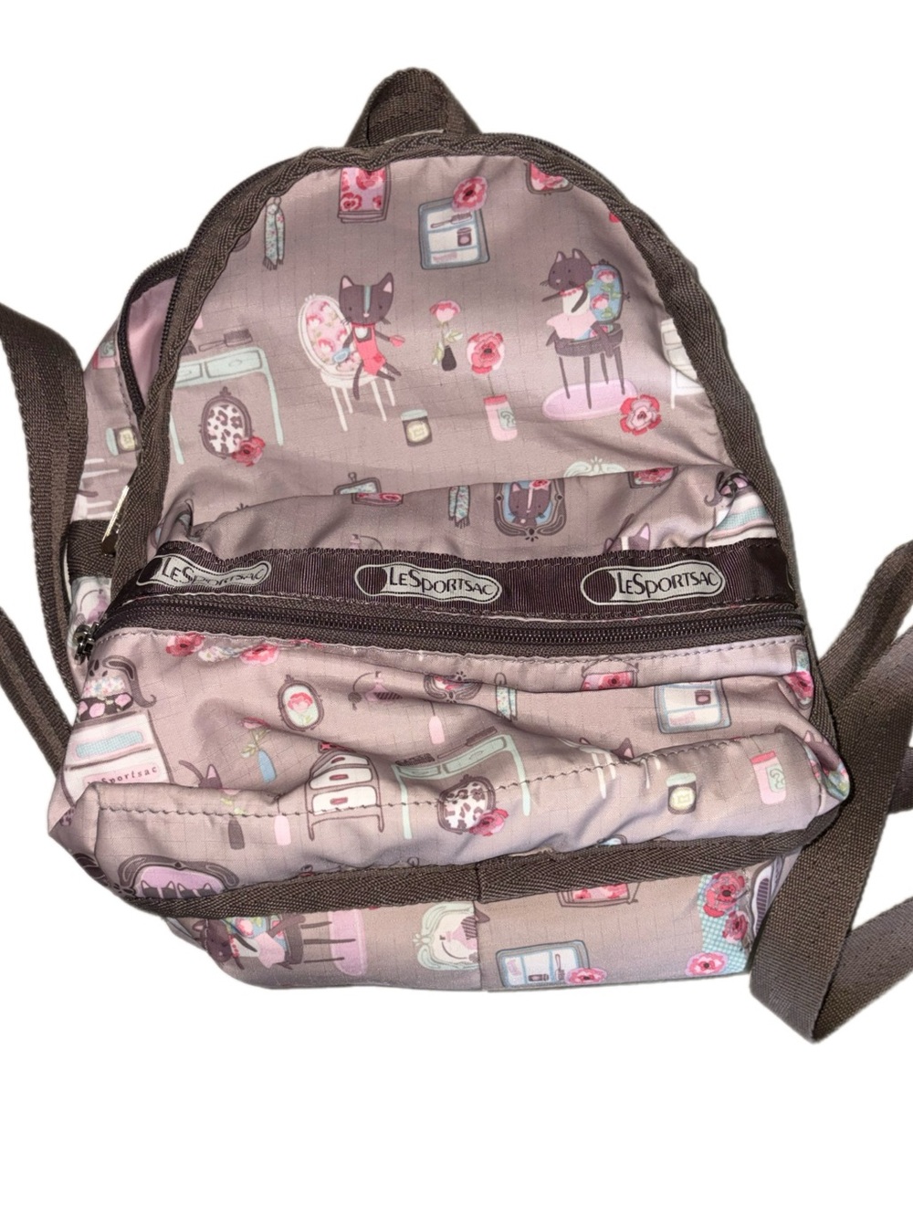 LeSportsac Pink and Brown Illustrated Mini Backpack